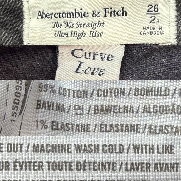 Abercrombie & Fitch Curve Love Ultra High Rise 90s Straight Jeans sz 26 Vent Hem - Picture 15 of 16